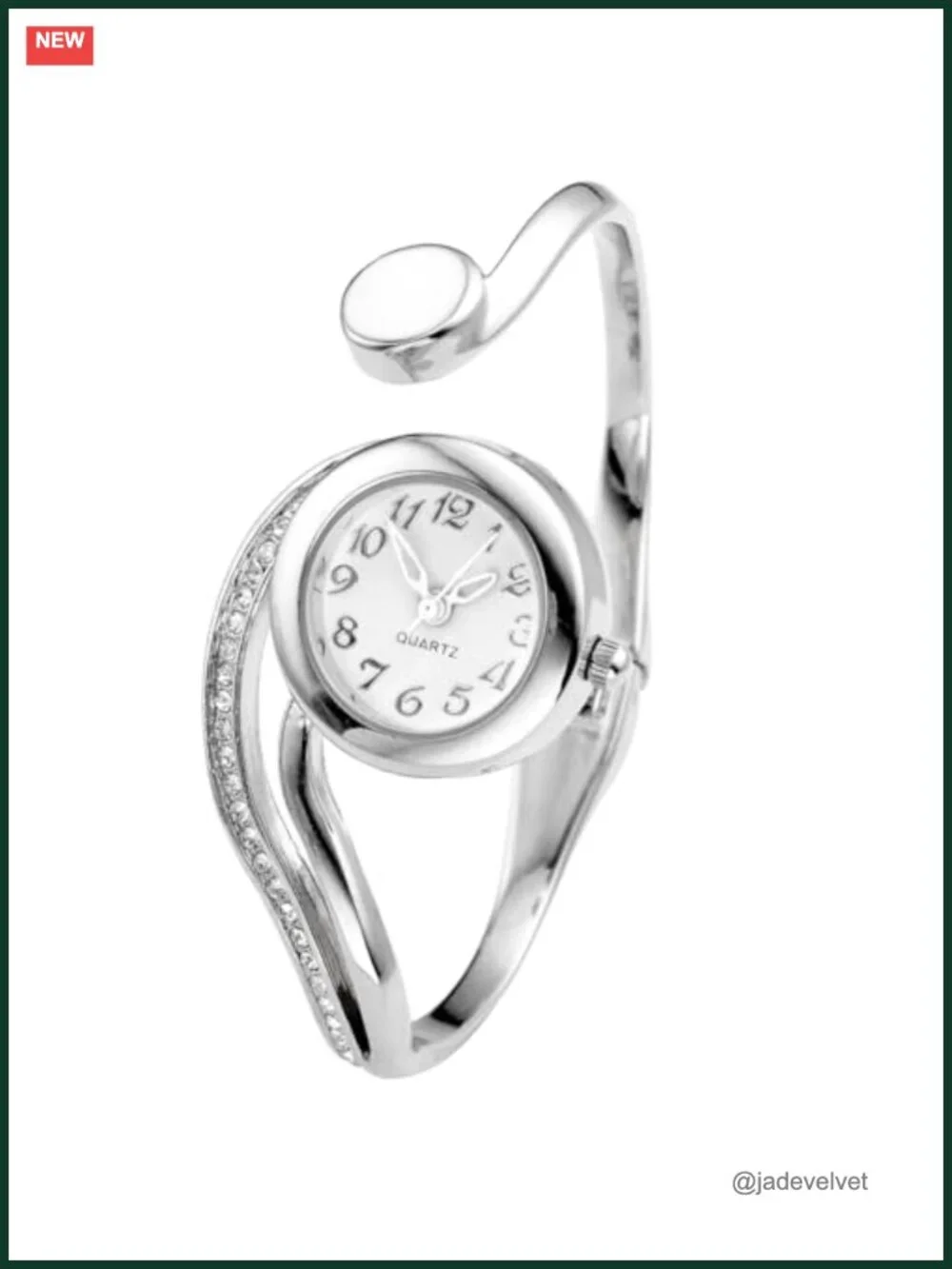 Women's Silver Tone Bangle Cuff Bracelet Watch Small Dial Analog Quartz 6